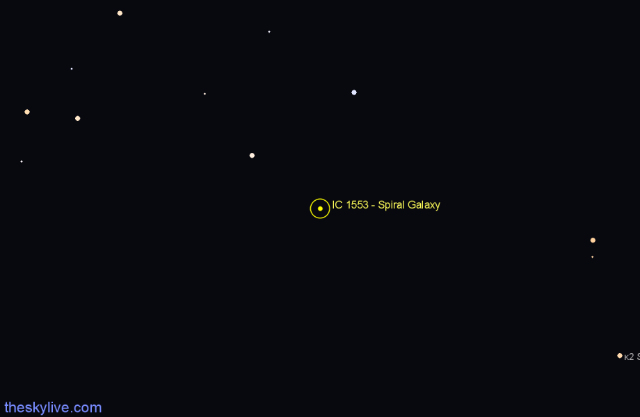 Finder chart IC 1553 - Spiral Galaxy in Sculptor star