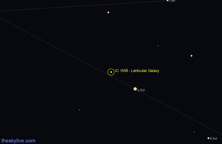 Finder chart IC 1554 - Lenticular Galaxy in Sculptor star