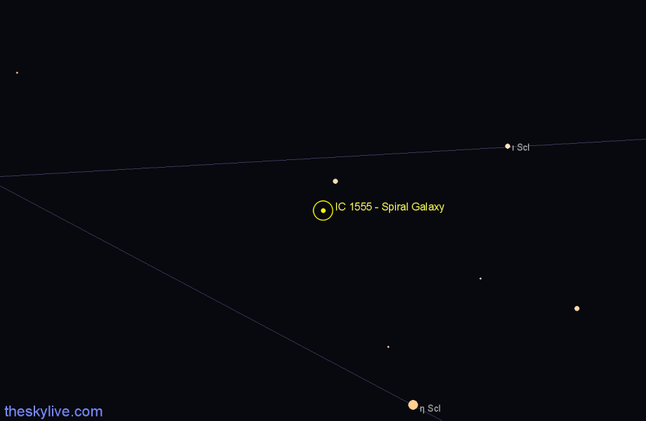 Finder chart IC 1555 - Spiral Galaxy in Sculptor star