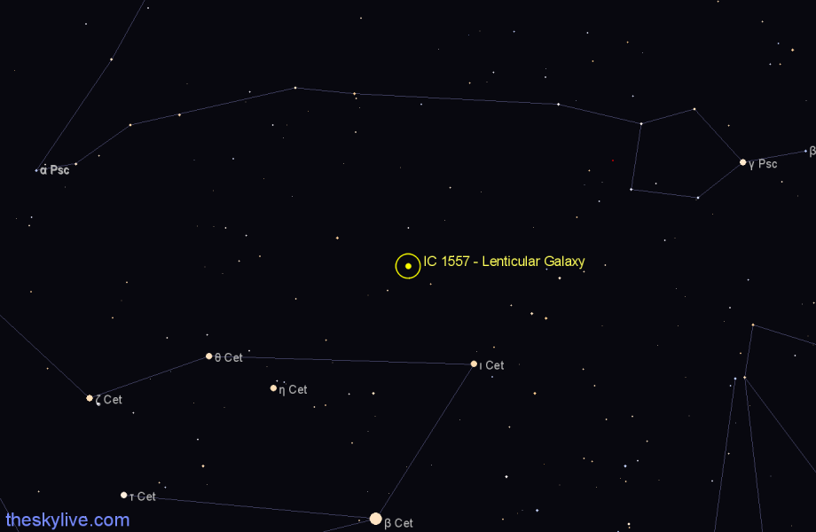 Finder chart IC 1557 - Lenticular Galaxy in Cetus star
