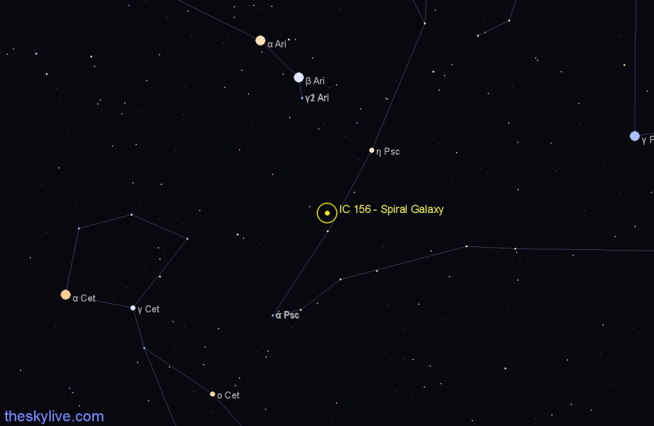 Finder chart IC 156 - Spiral Galaxy in Pisces star