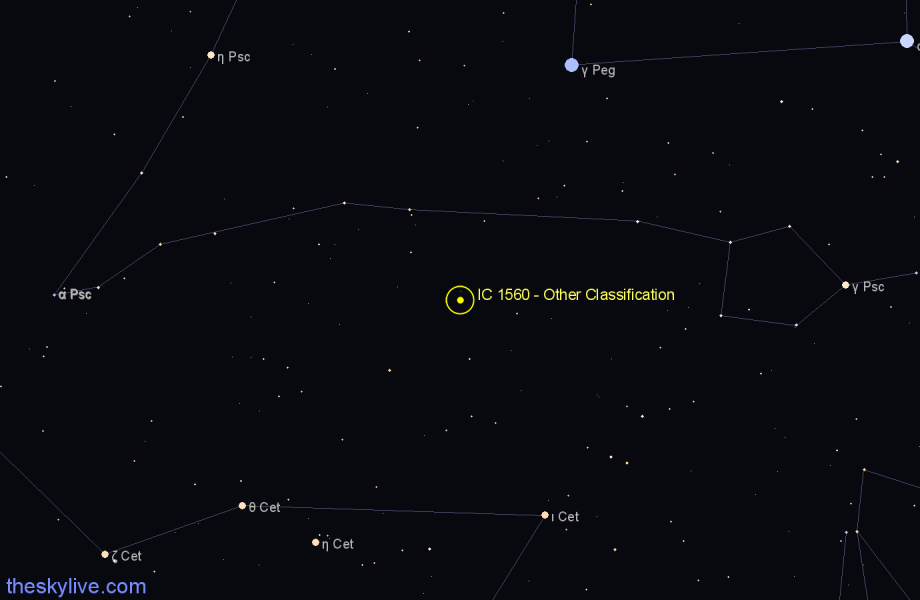 Finder chart IC 1560 - Other Classification in Pisces star