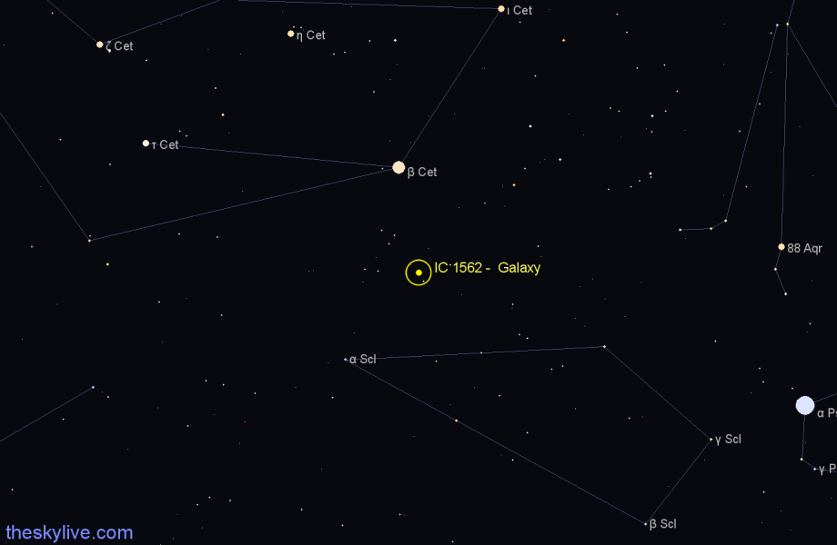 Finder chart IC 1562 - Galaxy in Cetus star