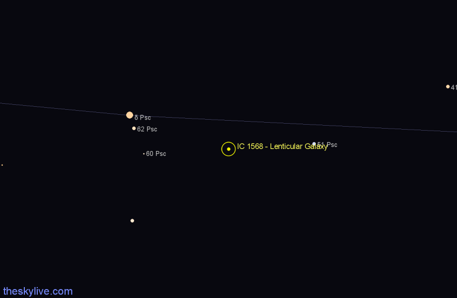 Finder chart IC 1568 - Lenticular Galaxy in Pisces star