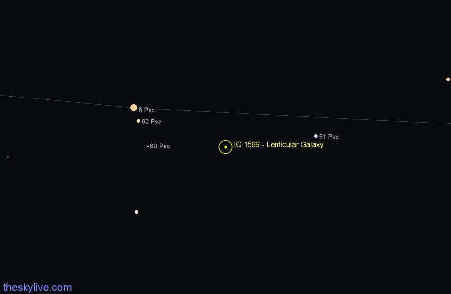 Finder chart IC 1569 - Lenticular Galaxy in Pisces star