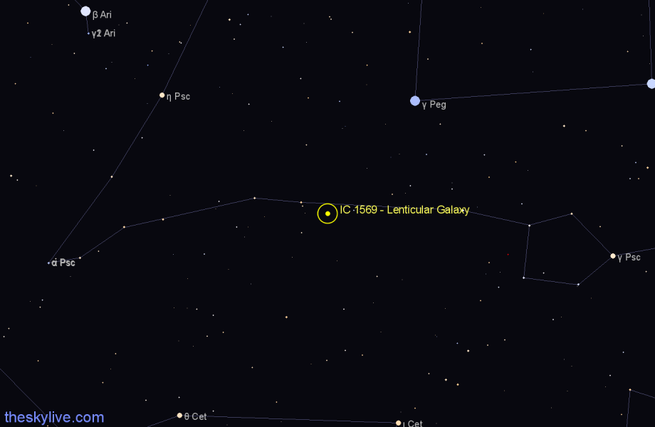 Finder chart IC 1569 - Lenticular Galaxy in Pisces star