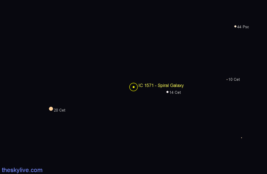 Finder chart IC 1571 - Spiral Galaxy in Cetus star