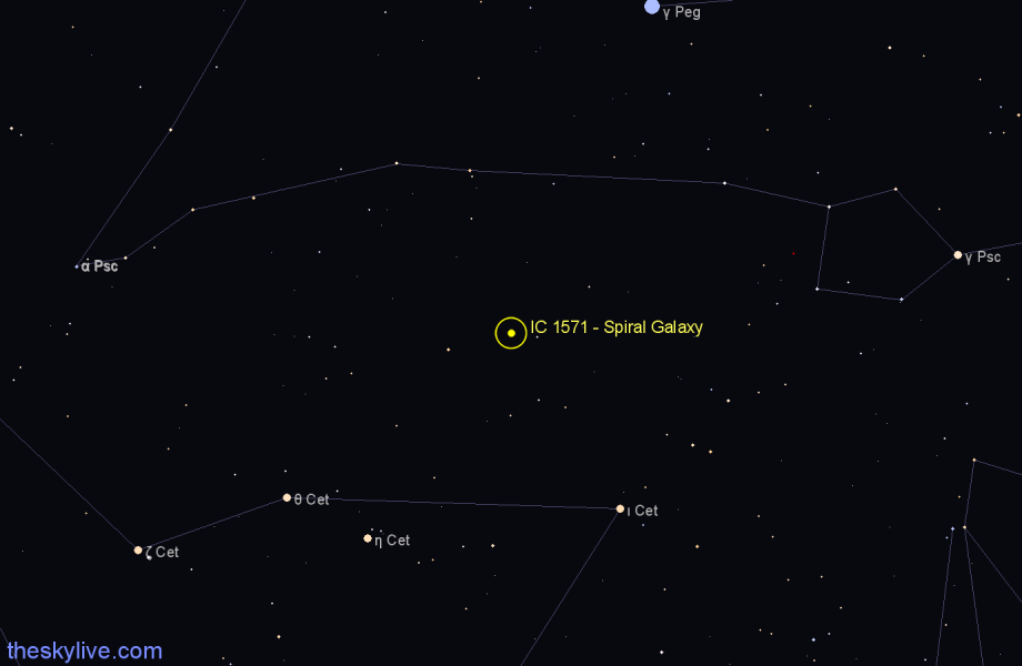 Finder chart IC 1571 - Spiral Galaxy in Cetus star