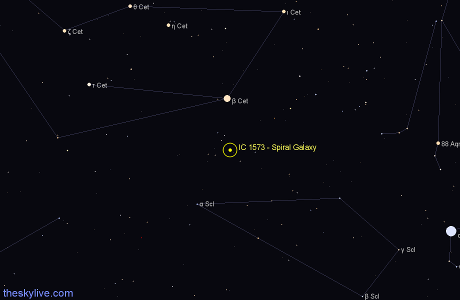 Finder chart IC 1573 - Spiral Galaxy in Cetus star