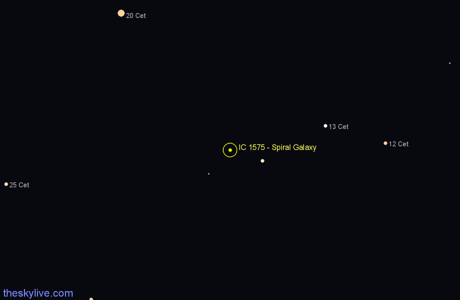 Finder chart IC 1575 - Spiral Galaxy in Cetus star