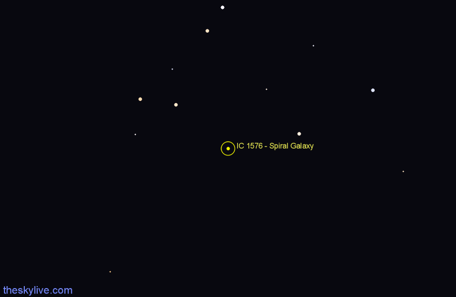 Finder chart IC 1576 - Spiral Galaxy in Sculptor star