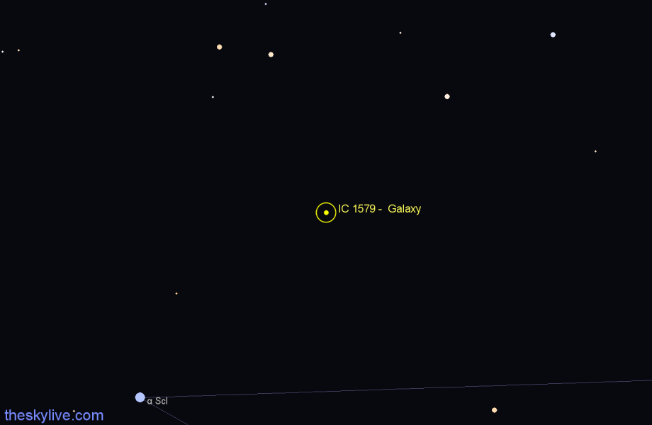 Finder chart IC 1579 -  Galaxy in Sculptor star