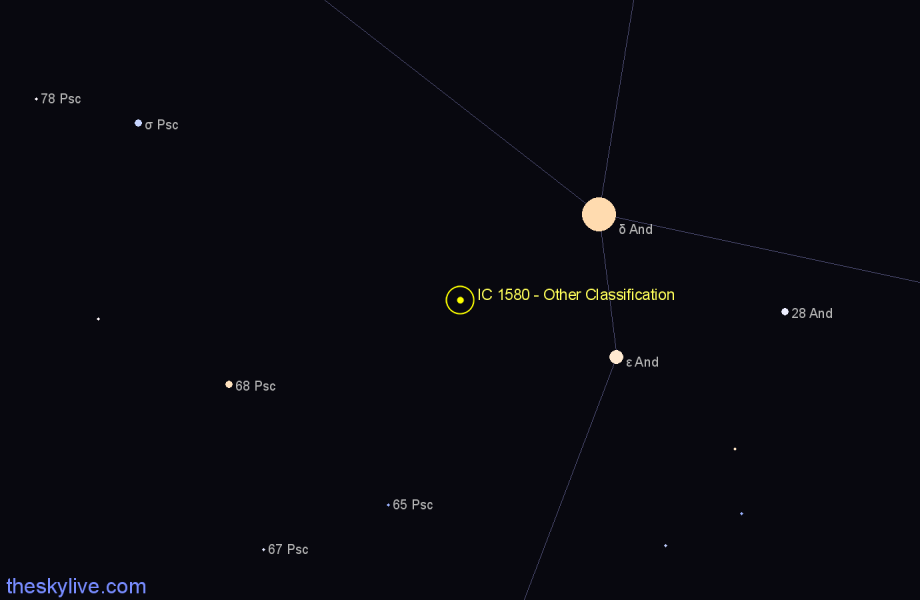 Finder chart IC 1580 - Other Classification in Andromeda star