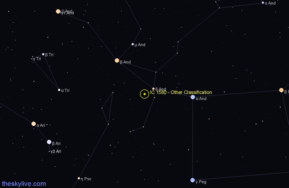 Finder chart IC 1580 - Other Classification in Andromeda star