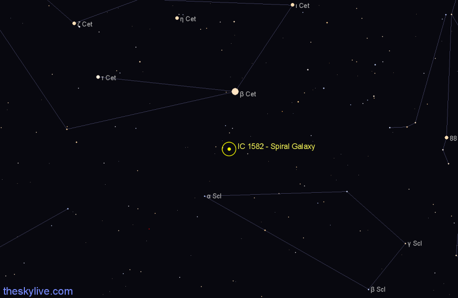 Finder chart IC 1582 - Spiral Galaxy in Cetus star