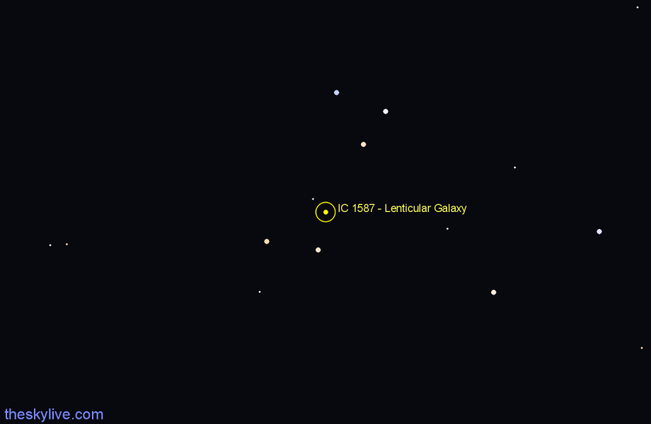 Finder chart IC 1587 - Lenticular Galaxy in Cetus star