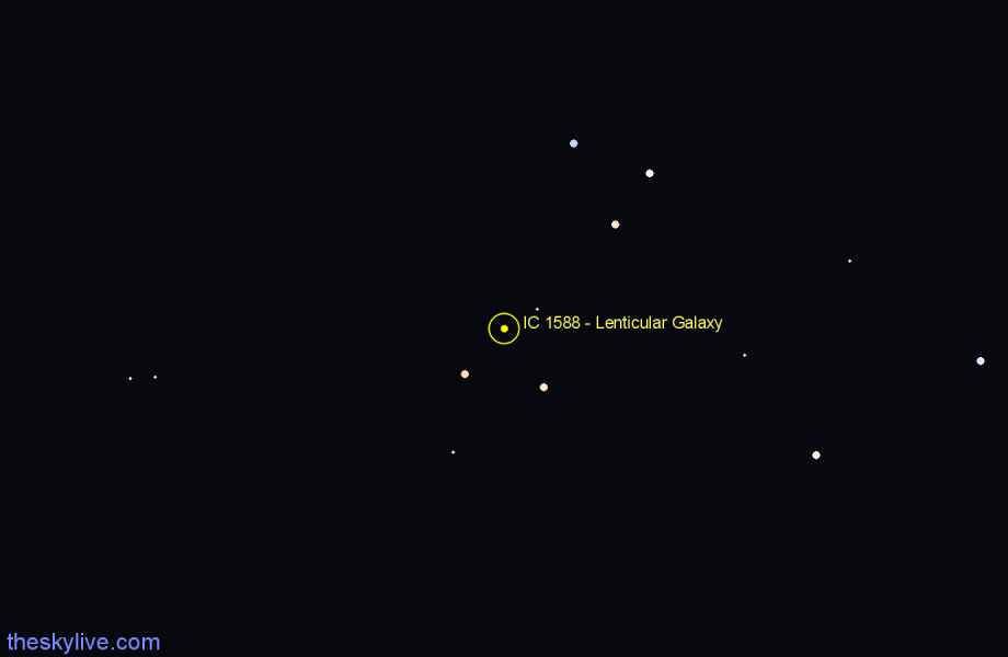 Finder chart IC 1588 - Lenticular Galaxy in Cetus star