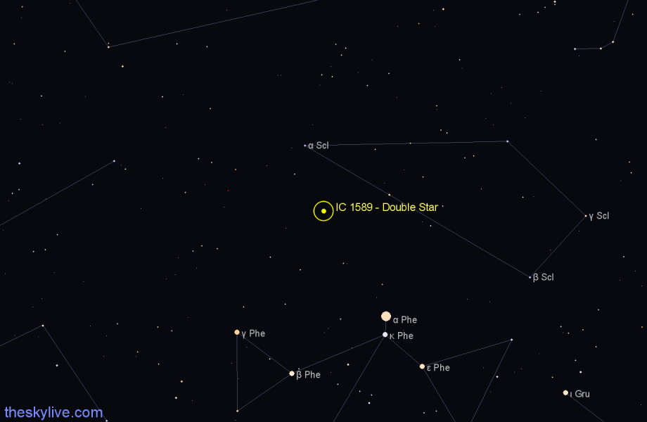 Finder chart IC 1589 - Double Star in Sculptor star