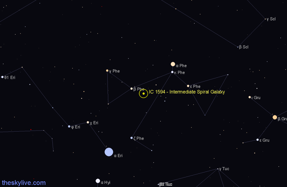 Finder chart IC 1594 - Intermediate Spiral Galaxy in Phoenix star