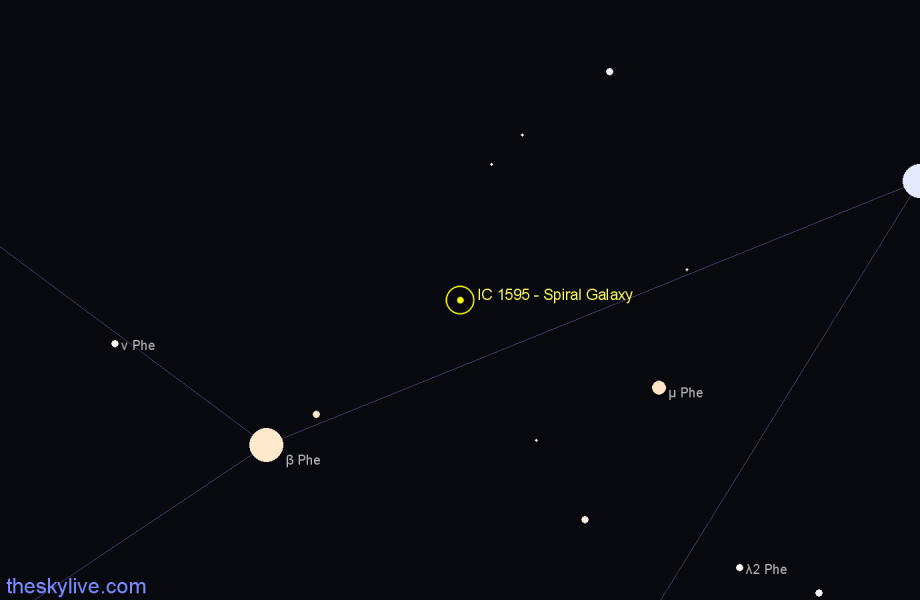 Finder chart IC 1595 - Spiral Galaxy in Phoenix star