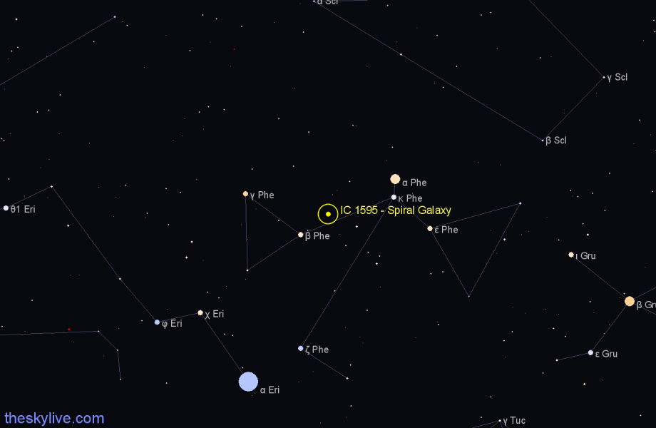 Finder chart IC 1595 - Spiral Galaxy in Phoenix star