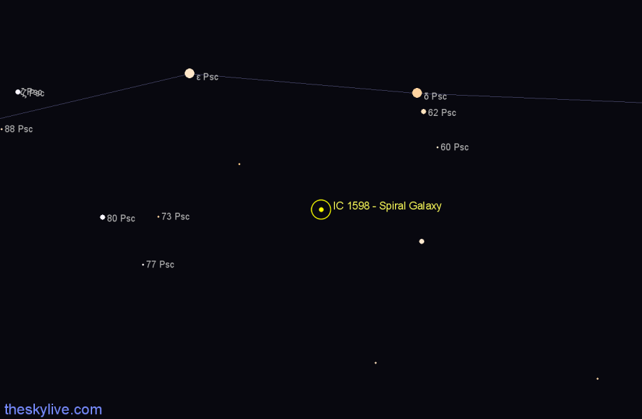 Finder chart IC 1598 - Spiral Galaxy in Pisces star