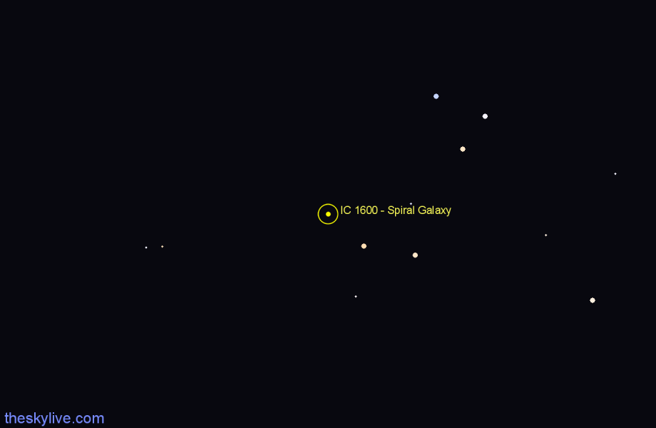 Finder chart IC 1600 - Spiral Galaxy in Cetus star