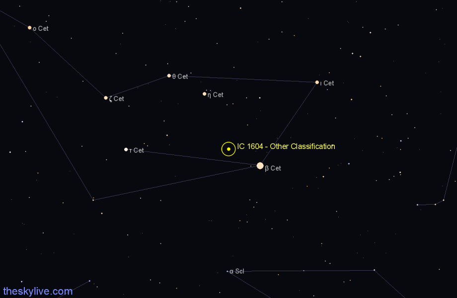 Finder chart IC 1604 - Other Classification in Cetus star