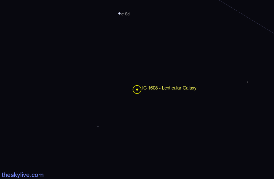 Finder chart IC 1608 - Lenticular Galaxy in Sculptor star