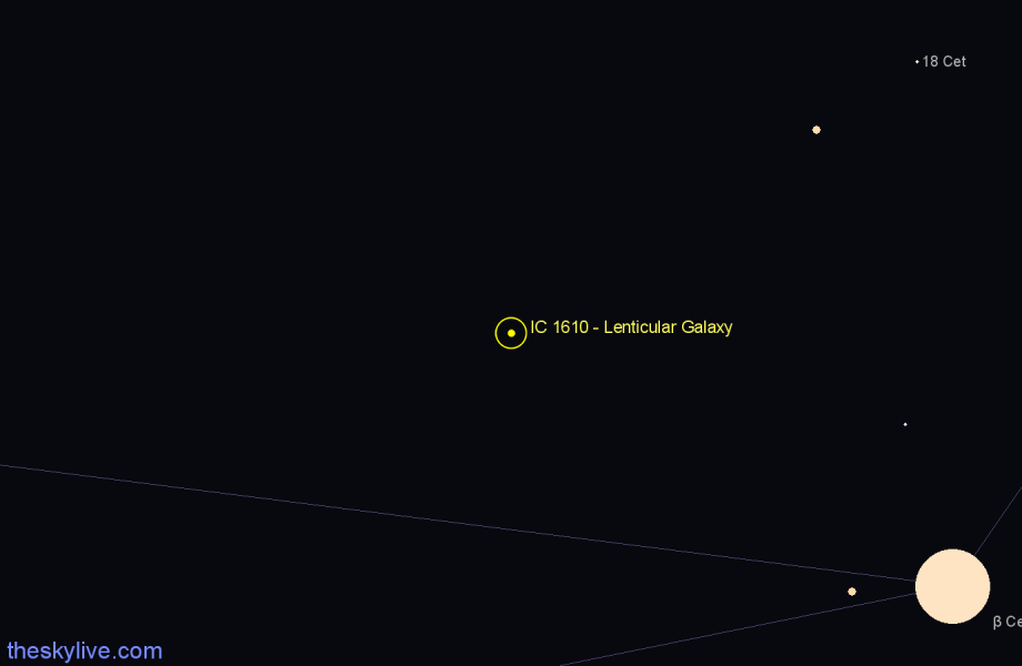 Finder chart IC 1610 - Lenticular Galaxy in Cetus star