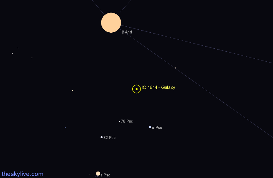 Finder chart IC 1614 - Galaxy in Pisces star