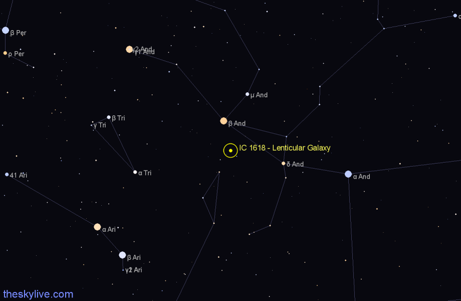 Finder chart IC 1618 - Lenticular Galaxy in Pisces star