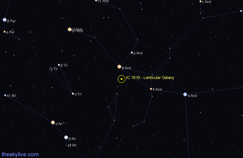 Finder chart IC 1619 - Lenticular Galaxy in Pisces star