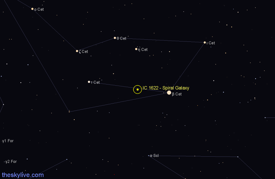 Finder chart IC 1622 - Spiral Galaxy in Cetus star