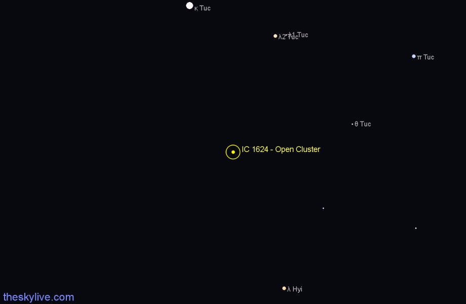 Finder chart IC 1624 - Open Cluster in Tucana star