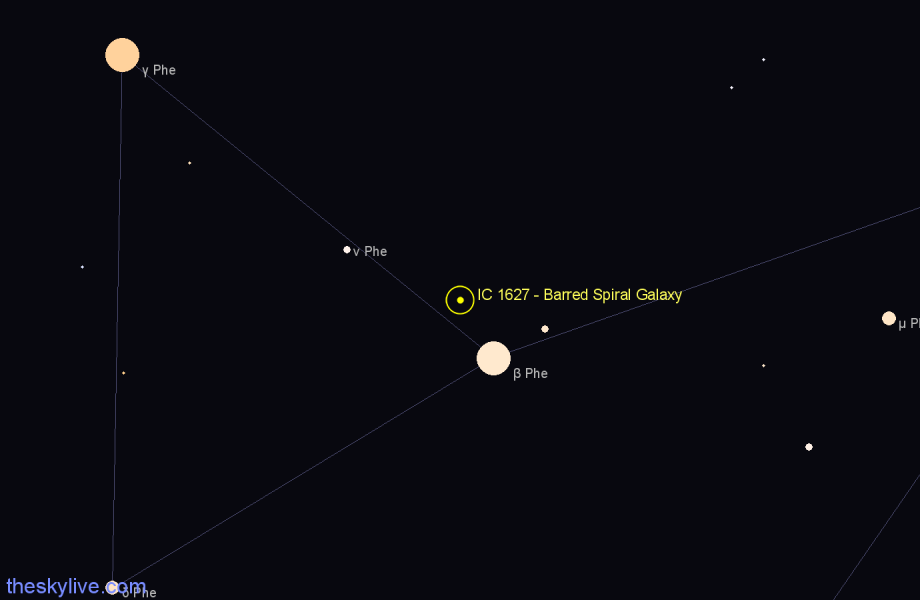 Finder chart IC 1627 - Barred Spiral Galaxy in Phoenix star