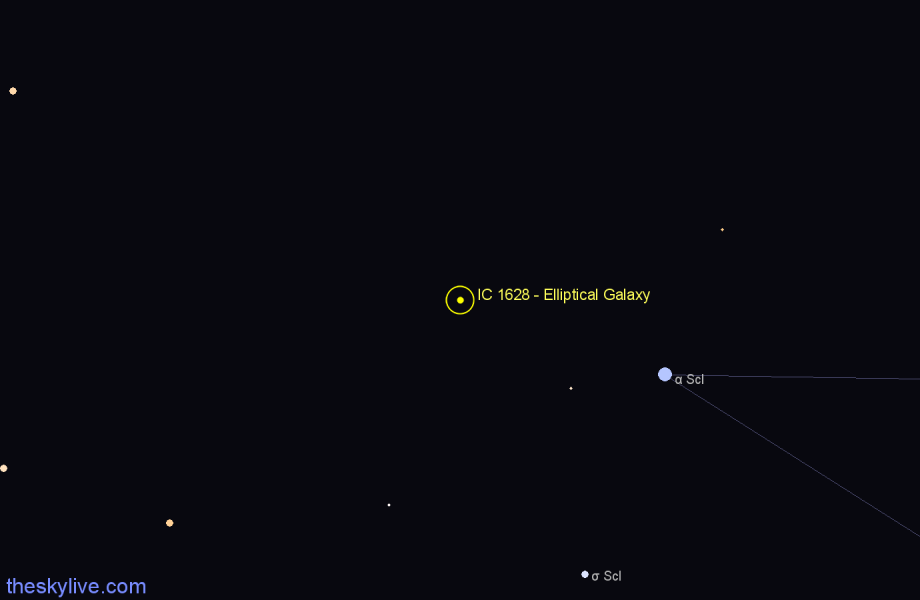 Finder chart IC 1628 - Elliptical Galaxy in Sculptor star