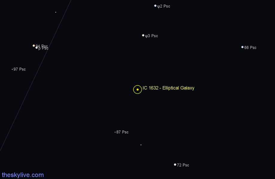 Finder chart IC 1632 - Elliptical Galaxy in Pisces star