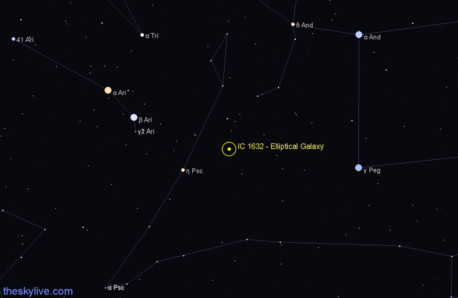 Finder chart IC 1632 - Elliptical Galaxy in Pisces star