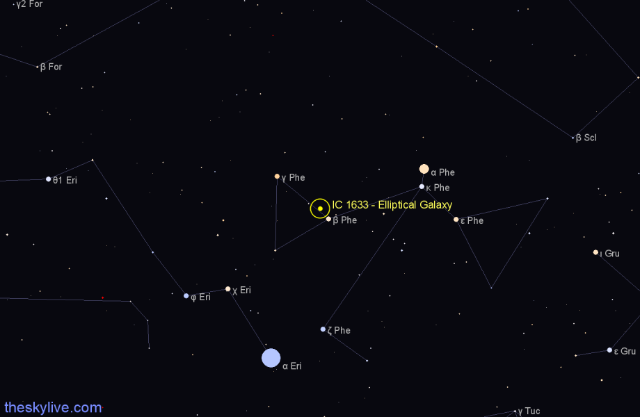 Finder chart IC 1633 - Elliptical Galaxy in Phoenix star