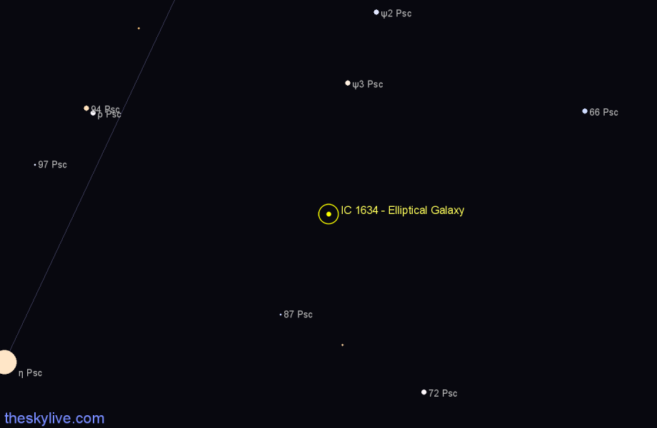 Finder chart IC 1634 - Elliptical Galaxy in Pisces star