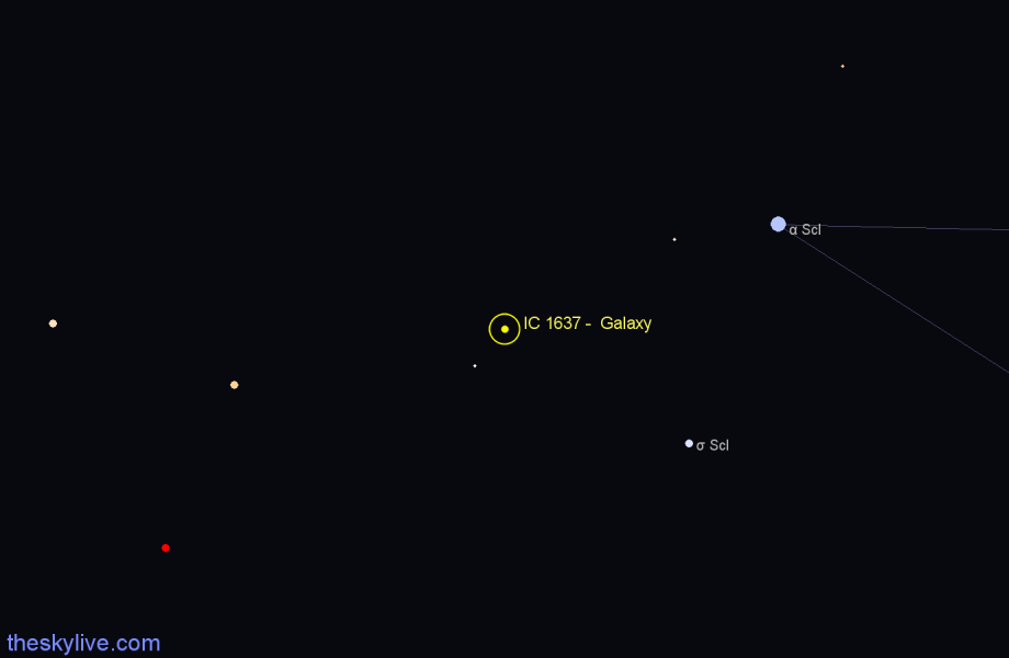 Finder chart IC 1637 -  Galaxy in Sculptor star