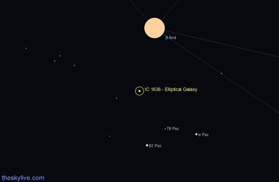 Finder chart IC 1638 - Elliptical Galaxy in Pisces star
