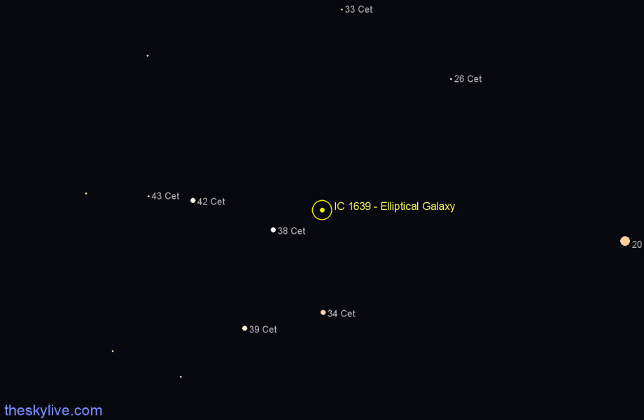 Finder chart IC 1639 - Elliptical Galaxy in Cetus star