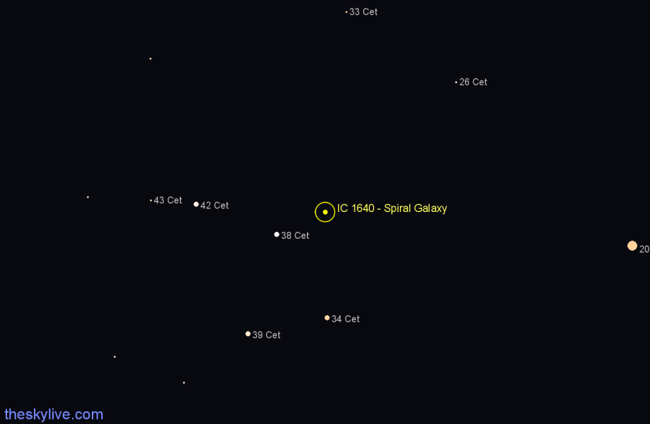 Finder chart IC 1640 - Spiral Galaxy in Cetus star