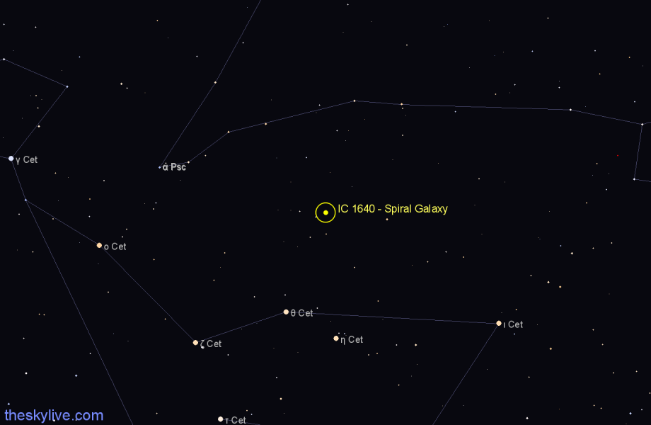 Finder chart IC 1640 - Spiral Galaxy in Cetus star