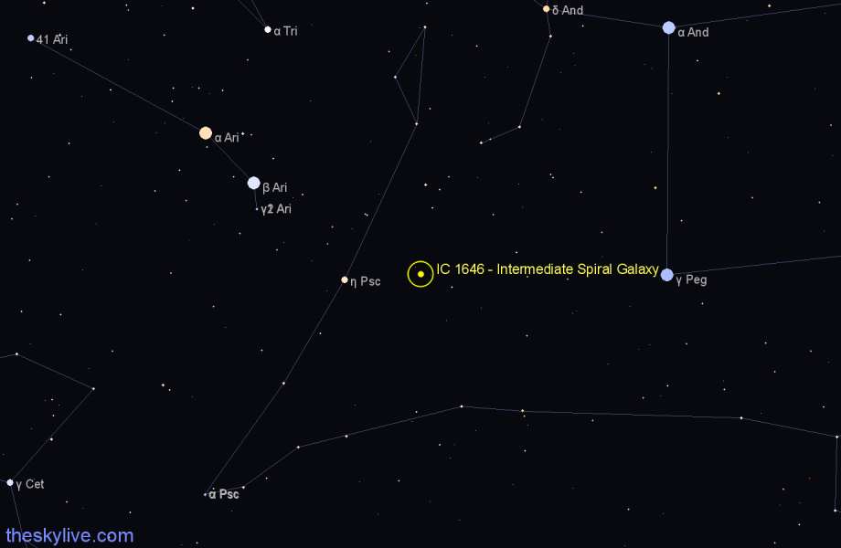 Finder chart IC 1646 - Intermediate Spiral Galaxy in Pisces star
