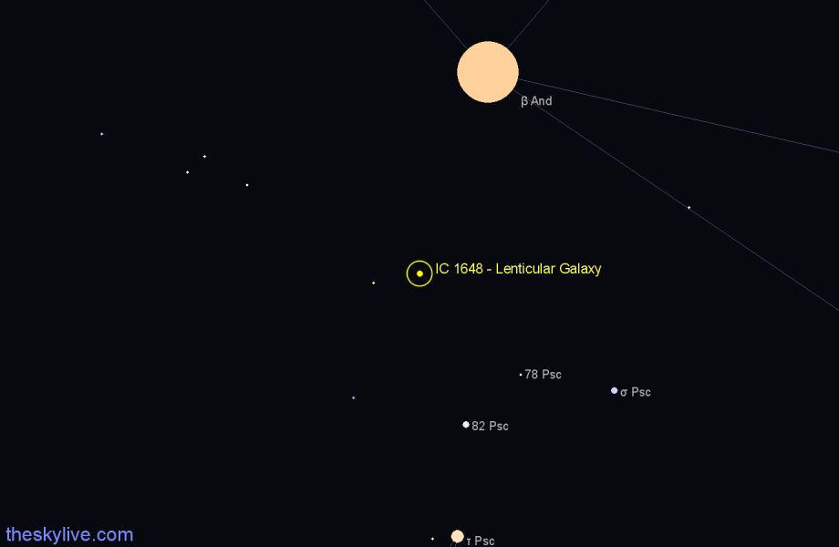 Finder chart IC 1648 - Lenticular Galaxy in Pisces star