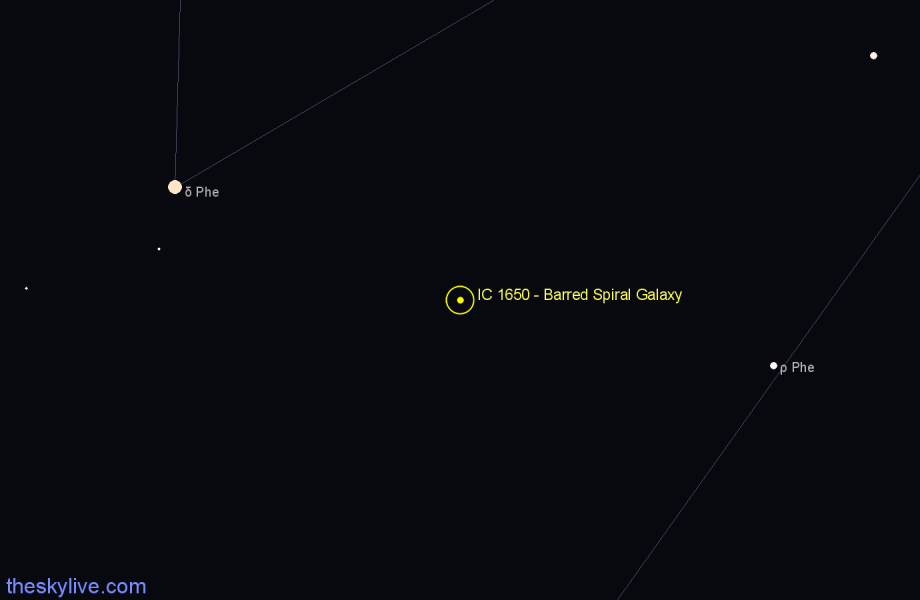 Finder chart IC 1650 - Barred Spiral Galaxy in Phoenix star