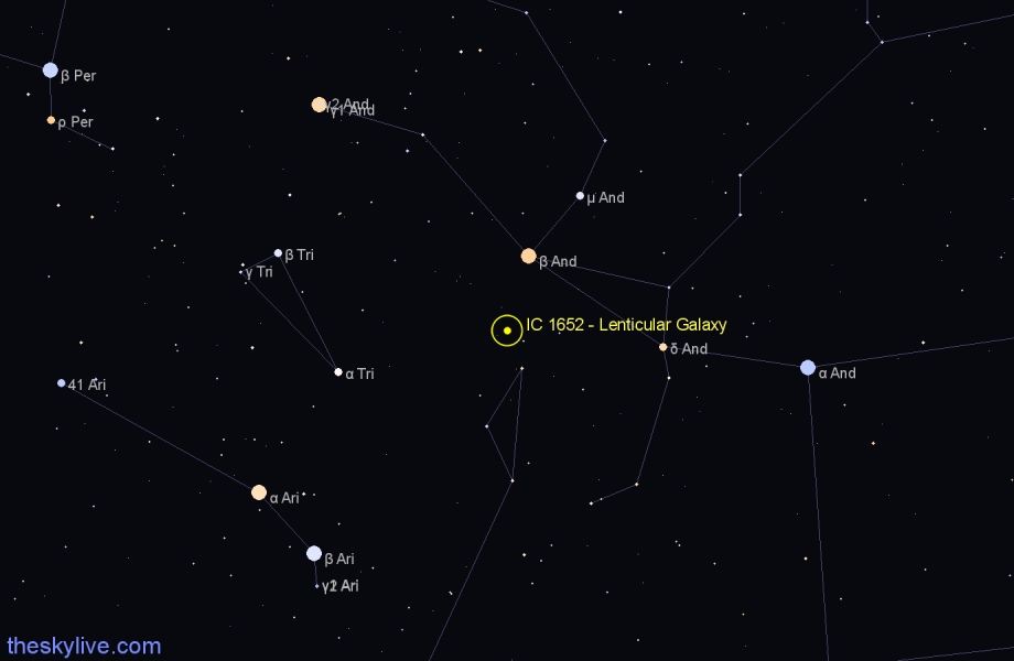Finder chart IC 1652 - Lenticular Galaxy in Pisces star